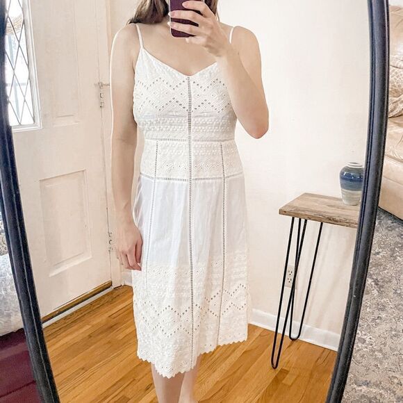 Tory Burch Tiara Embroidered Cotton A-Line Dress 4 - Picture 1 of 8